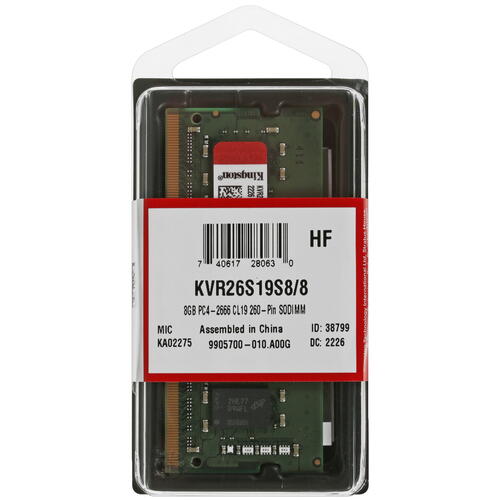 Купить Оперативная память SODIMM Kingston ValueRAM [KVR26S19S8/8] 8 ГБ ...