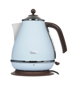 Купить Электрочайник DeLonghi KBOV 2001.AZ голубой нержавеющая сталь, 1.7 л, 2000 Вт, фильтр, скрытый нагревательный элемент в Техноленде