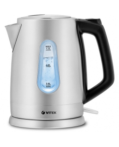 Купить Электрочайник Vitek VT-7087 серебристый нержавеющая сталь, 1.7 л, 2150 Вт, фильтр, скрытый нагревательный элемент, серебристый, черный в Техноленде